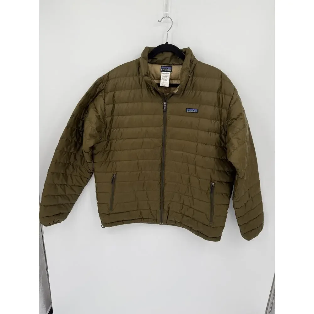 Patagonia Men Goose Down Quilted Puffer Jacket Olive Green Lg Style 84673FA12